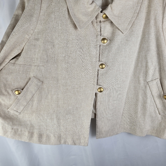 Charmed Nancy Rose Linen Blend Gold Metallic Career Blazer Jacket Plus Size 3X - Picture 8 of 13